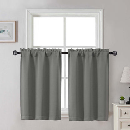 Gwine Black Tier Curtains 24 Inch Long 2 Panels for Kitchen