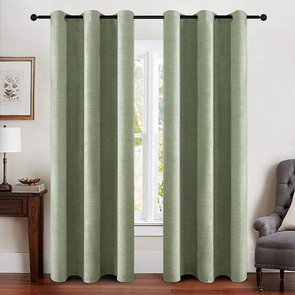 MIULEE 100% Blackout Linen Curtains for Bedroom 52x90 Inches Natural Beige