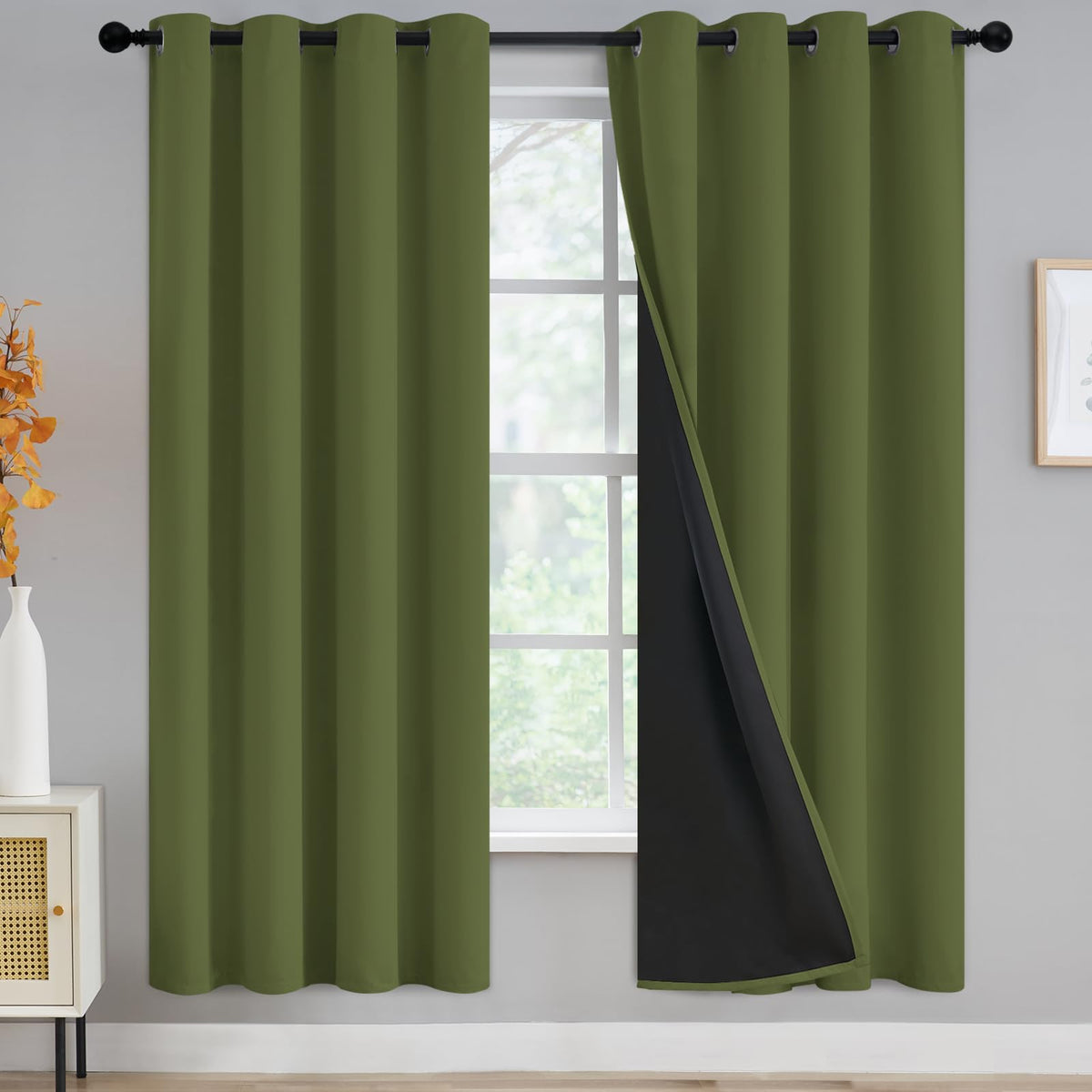 Yakamok Emerald Green Blackout Curtains 84 inches for Living Room, 52" Wide