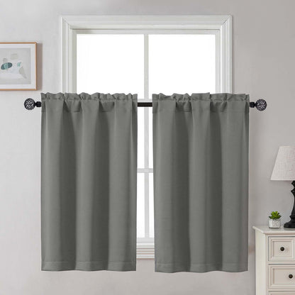 Gwine Black Tier Curtains 24 Inch Long 2 Panels for Kitchen