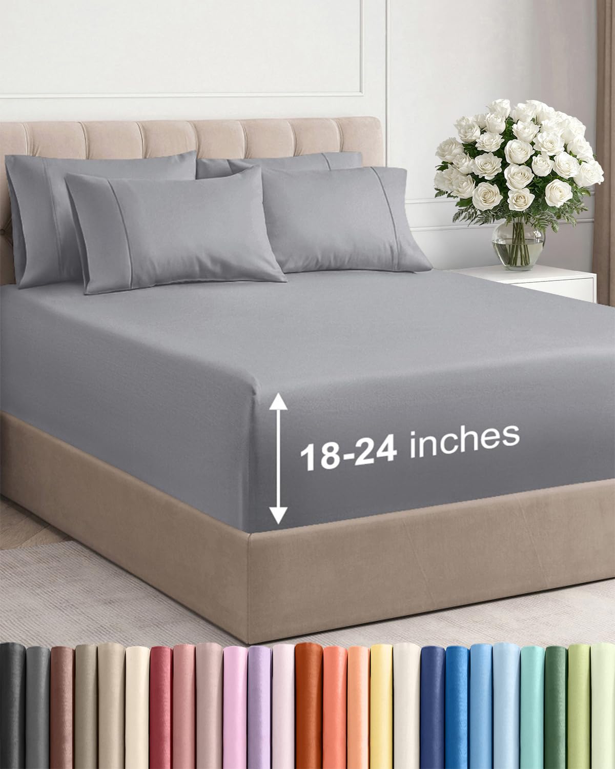 CGK Extra Deep King Sheet Set - 6pc Cooling Sheets - White
