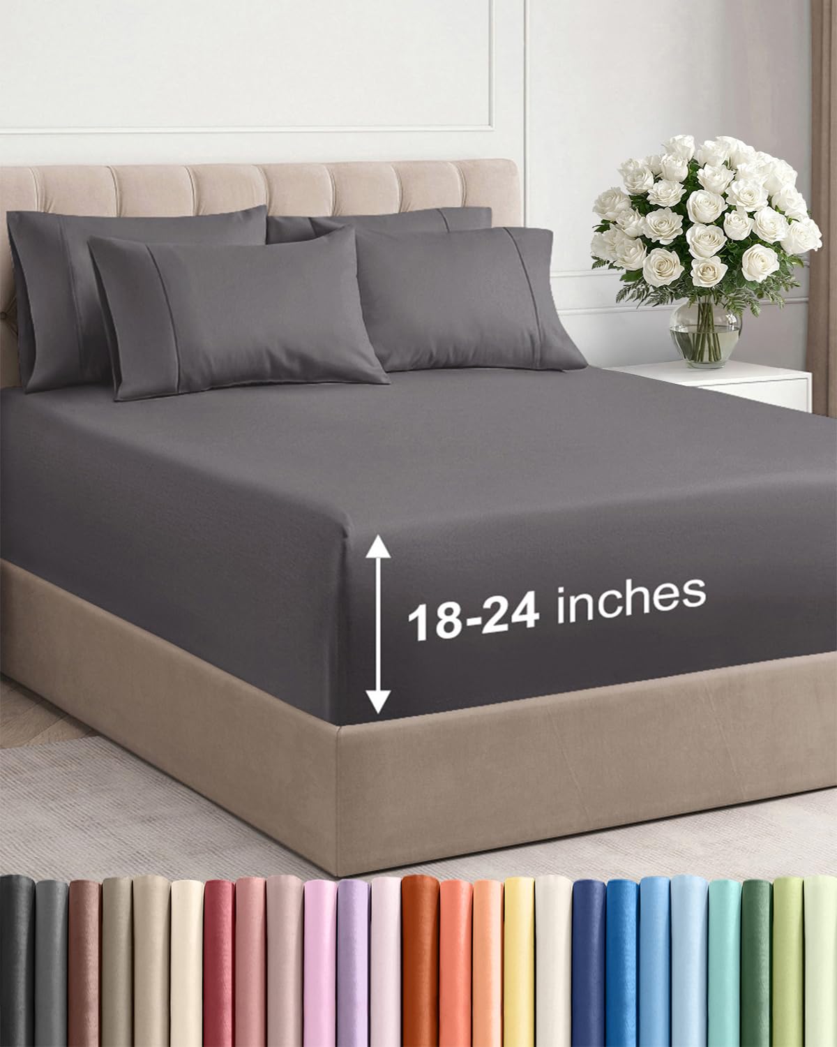 CGK Extra Deep King Sheet Set - 6pc Cooling Sheets - White