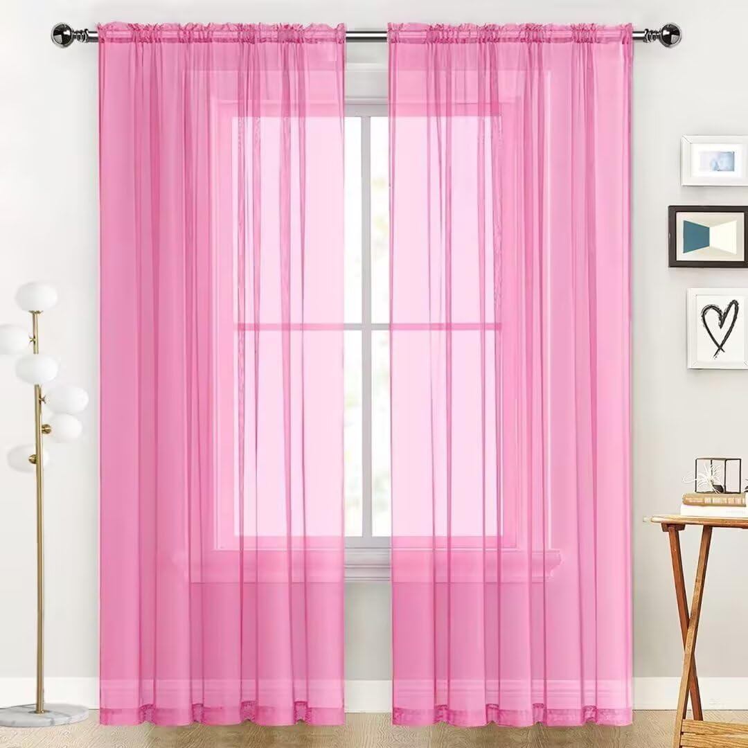 SpaceDresser Sheer Voile Curtains for Living Room 84 Inch Long 2 Panels