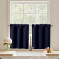Black Cafe Curtains 24 Inch Length, Light Blocking Short Kitchen Window Curtains Over Sink, Half Window Blackout Drapes Tier Rod Pocket for Bathroom Basement Cabinet, 2x30Wx24L Inches