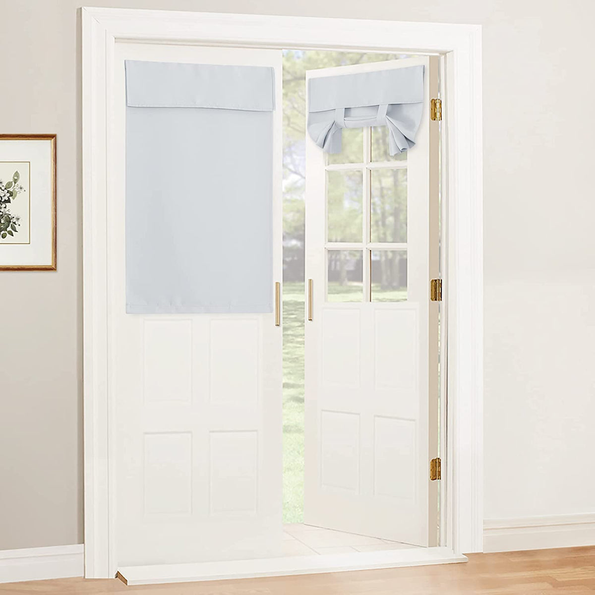 RYB HOME Blackout French Door Curtain, No Drill, W26 x L69, Black, 1 Panel