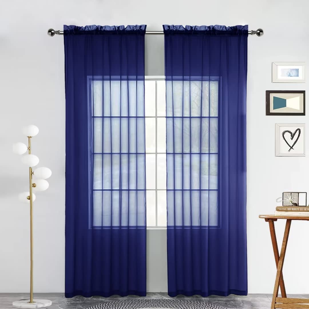 SpaceDresser Sheer Voile Curtains for Living Room 84 Inch Long 2 Panels