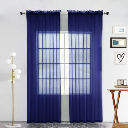 SpaceDresser Sheer Voile Curtains for Living Room 84 Inch Long 2 Panels