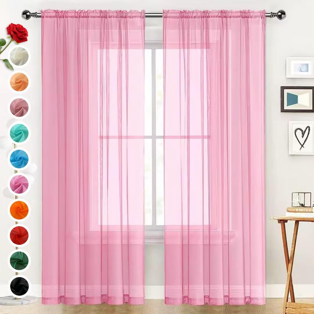 SpaceDresser Sheer Voile Curtains for Living Room 84 Inch Long 2 Panels