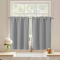 Black Cafe Curtains 24 Inch Length, Light Blocking Short Kitchen Window Curtains Over Sink, Half Window Blackout Drapes Tier Rod Pocket for Bathroom Basement Cabinet, 2x30Wx24L Inches