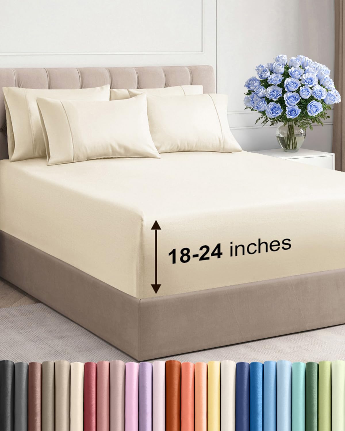 CGK Extra Deep King Sheet Set - 6pc Cooling Sheets - White