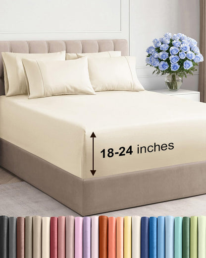 CGK Extra Deep King Sheet Set - 6pc Cooling Sheets - White