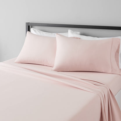 Amazon Basics Lightweight Super Soft Easy Care Breathable Microfiber 4 Piece Bed Sheets Set with 14-Inch Deep Pockets, Full, Navy Blue, Solid