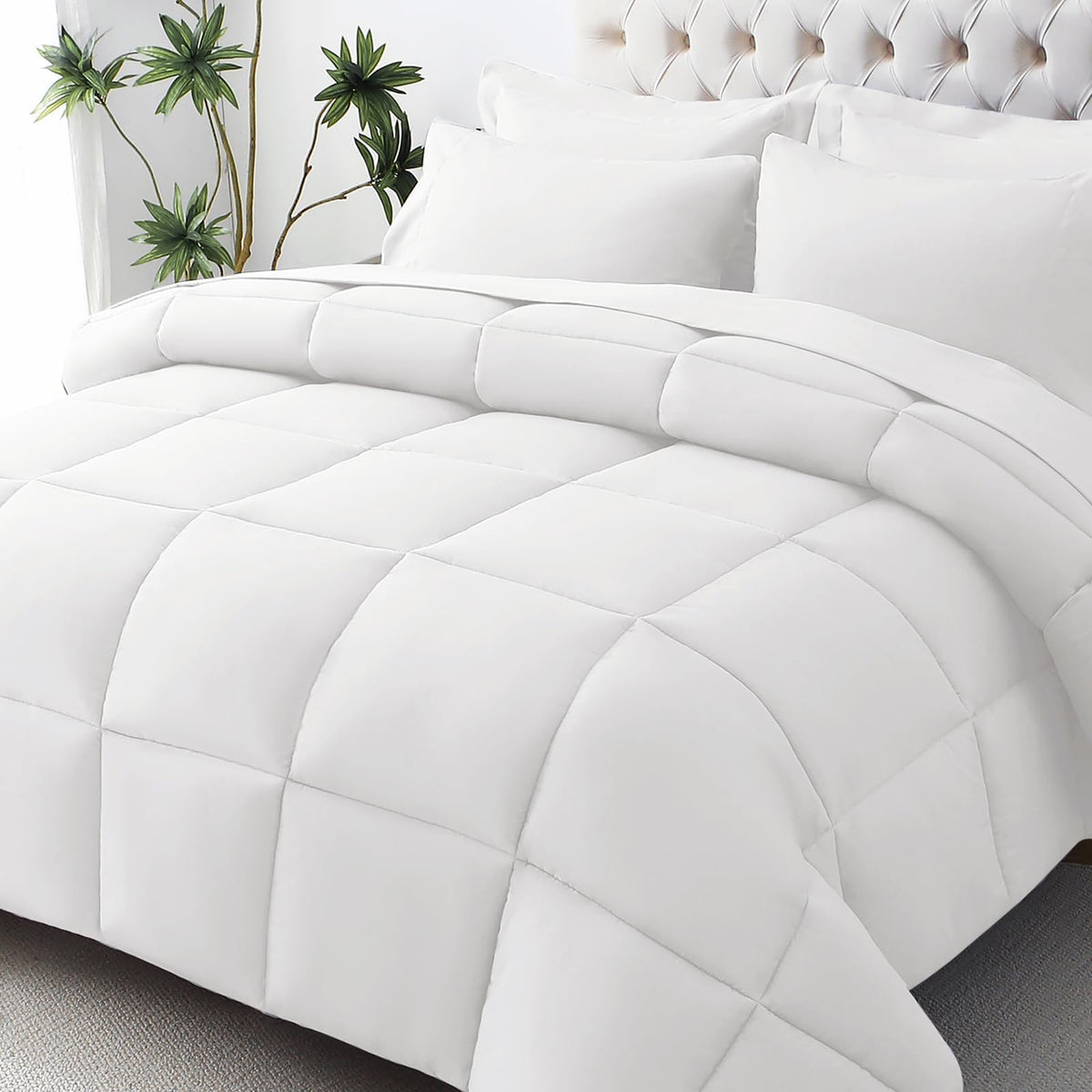 JOLLYVOGUE Queen Comforter Set, Ultra-Soft Bed in a Bag Queen Size 7 Pieces, Oeko-TEX Certified Bedding Set with Down Alternative Comforter, Sheets, Pillowcases & Shams, Black