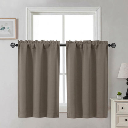 Gwine Black Tier Curtains 24 Inch Long 2 Panels for Kitchen