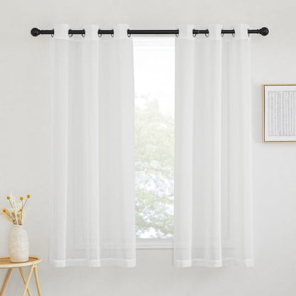 NICETOWN Semi Sheer Linen Ivory Curtains for Bedroom, W52xL84, 2 Panels