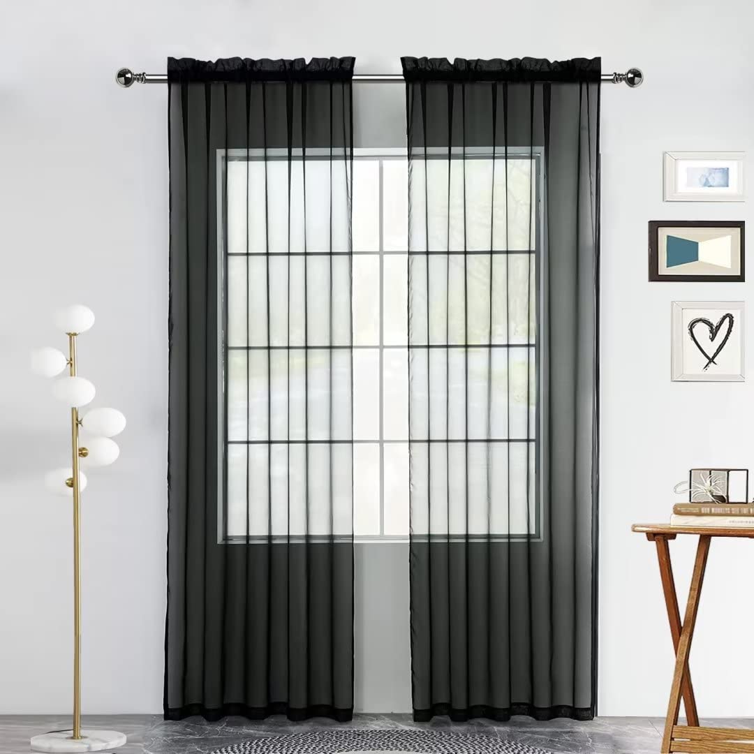 SpaceDresser Sheer Voile Curtains for Living Room 84 Inch Long 2 Panels