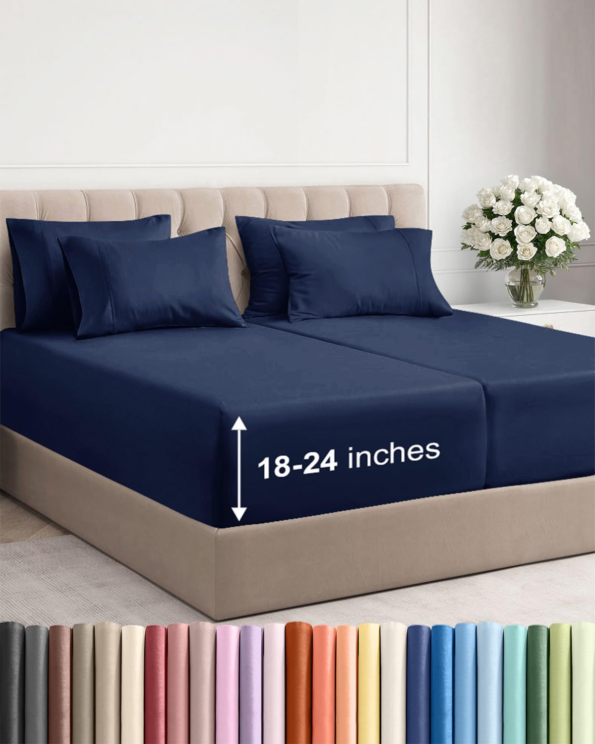 CGK Extra Deep King Sheet Set - 6pc Cooling Sheets - White