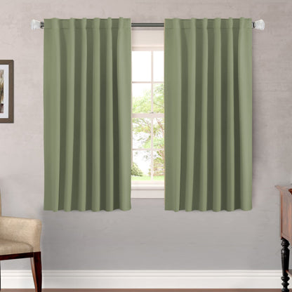 H.VERSAILTEX Blackout Curtains Thermal Insulated Window Treatment Panels Room Darkening Blackout Drapes for Living Room Back Tab/Rod Pocket Bedroom Draperies, 52 x 84 Inch, Light Sage, 2 Panels