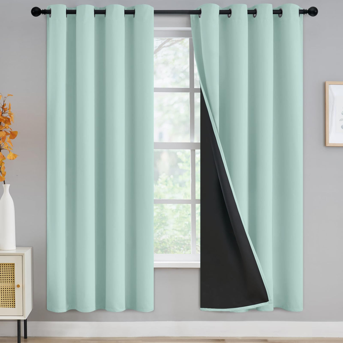 Yakamok Emerald Green Blackout Curtains 84 inches for Living Room, 52" Wide