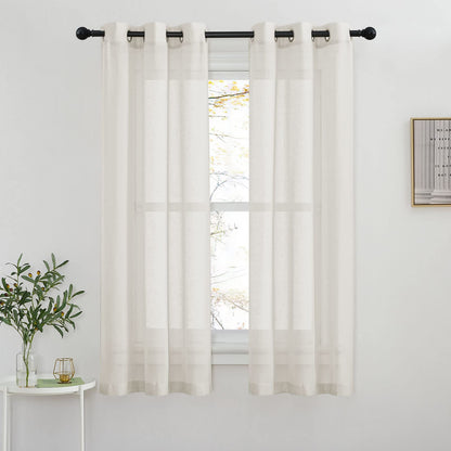 NICETOWN Semi Sheer Linen Ivory Curtains for Bedroom, W52xL84, 2 Panels