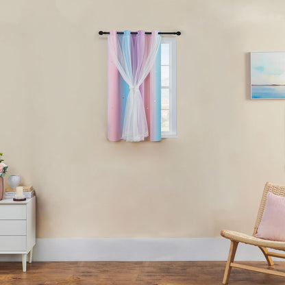 XiDi Curtains for Girls Bedroom Decor, Rainbow Blackout Curtains for Kids/Little Girl Room Decor, Unicorn Wall Decals,Pink Purple Green,63 x 34 inches,1 Panel