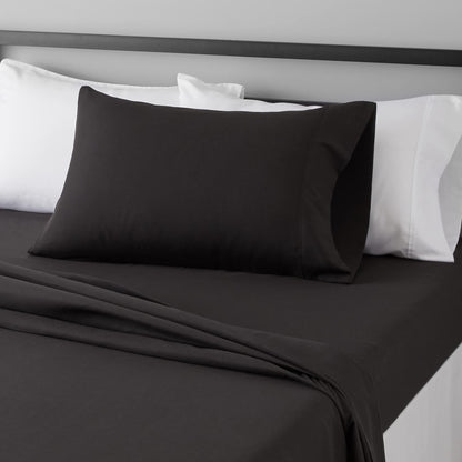 Amazon Basics Lightweight Super Soft Easy Care Breathable Microfiber 4 Piece Bed Sheets Set with 14-Inch Deep Pockets, Full, Navy Blue, Solid
