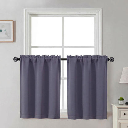 Gwine Black Tier Curtains 24 Inch Long 2 Panels for Kitchen
