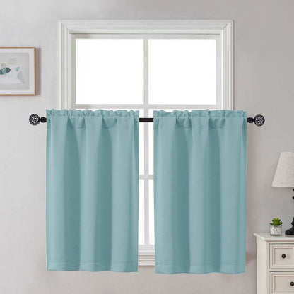 Gwine Black Tier Curtains 24 Inch Long 2 Panels for Kitchen