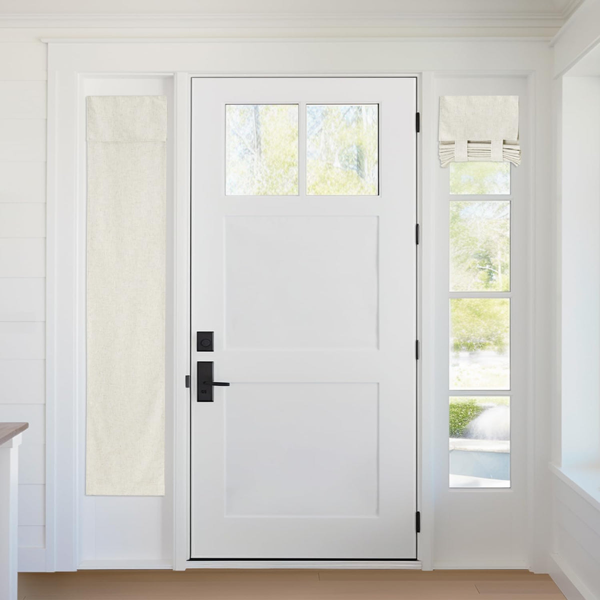 RYB HOME Blackout French Door Curtain, No Drill, W26 x L69, Black, 1 Panel