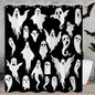 Halloween Shower Curtain, Black and White Funny Ghosts Icons Spooky Cute Halloween Bathroom Curtain Waterproof Fabric Machine Washable with Hooks, 72" Wx72 L