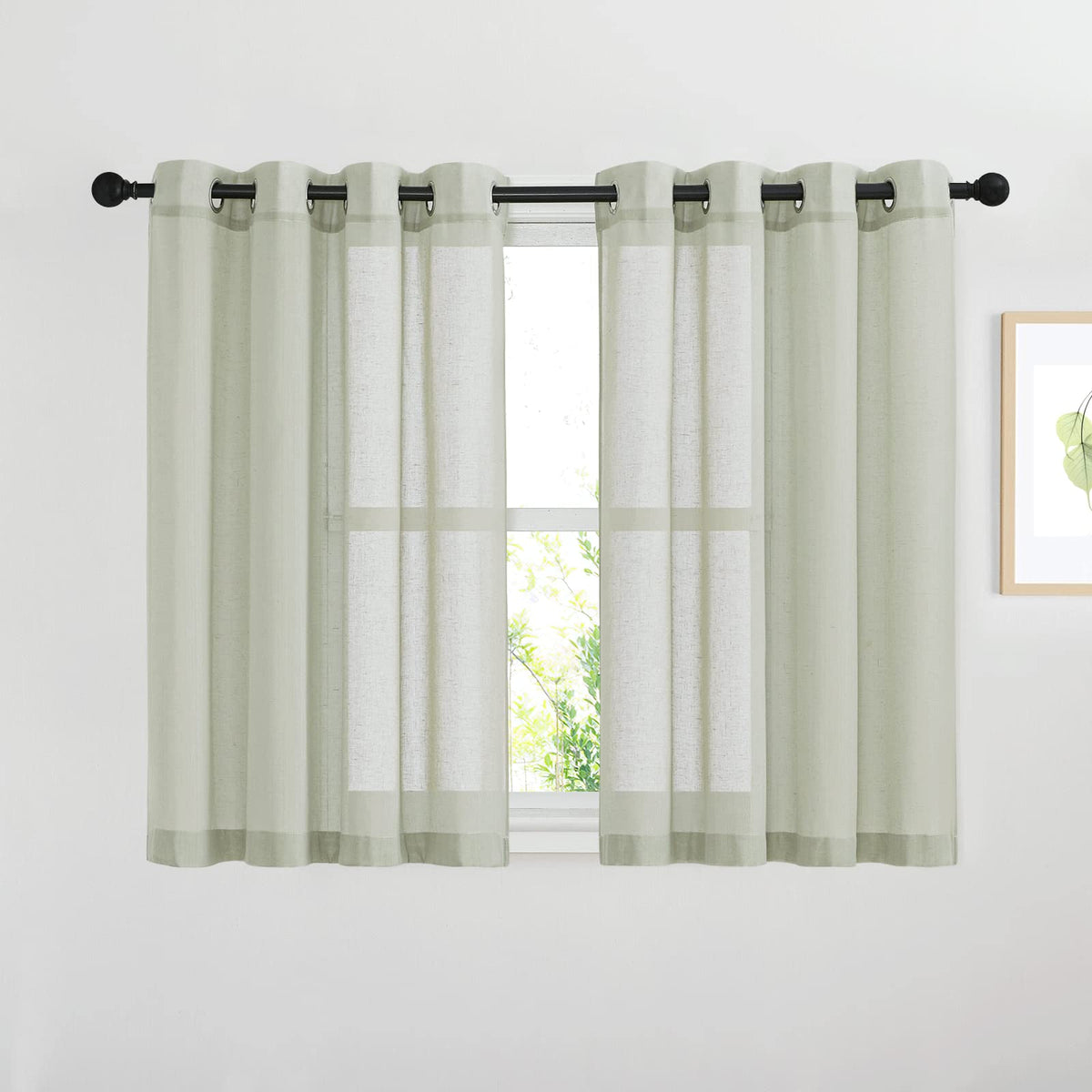 NICETOWN Semi Sheer Linen Ivory Curtains for Bedroom, W52xL84, 2 Panels