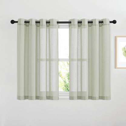NICETOWN Semi Sheer Linen Ivory Curtains for Bedroom, W52xL84, 2 Panels