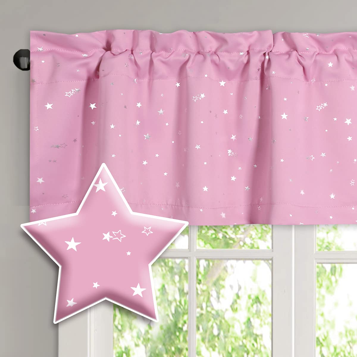 H.VERSAILTEX Blackout Curtain Valances for Kitchen Window/Living Room/Bathroom Privacy Added Rod Pocket Home Decoration Winow Valance, 52" W x 18" L, Floral in Sage and Brown