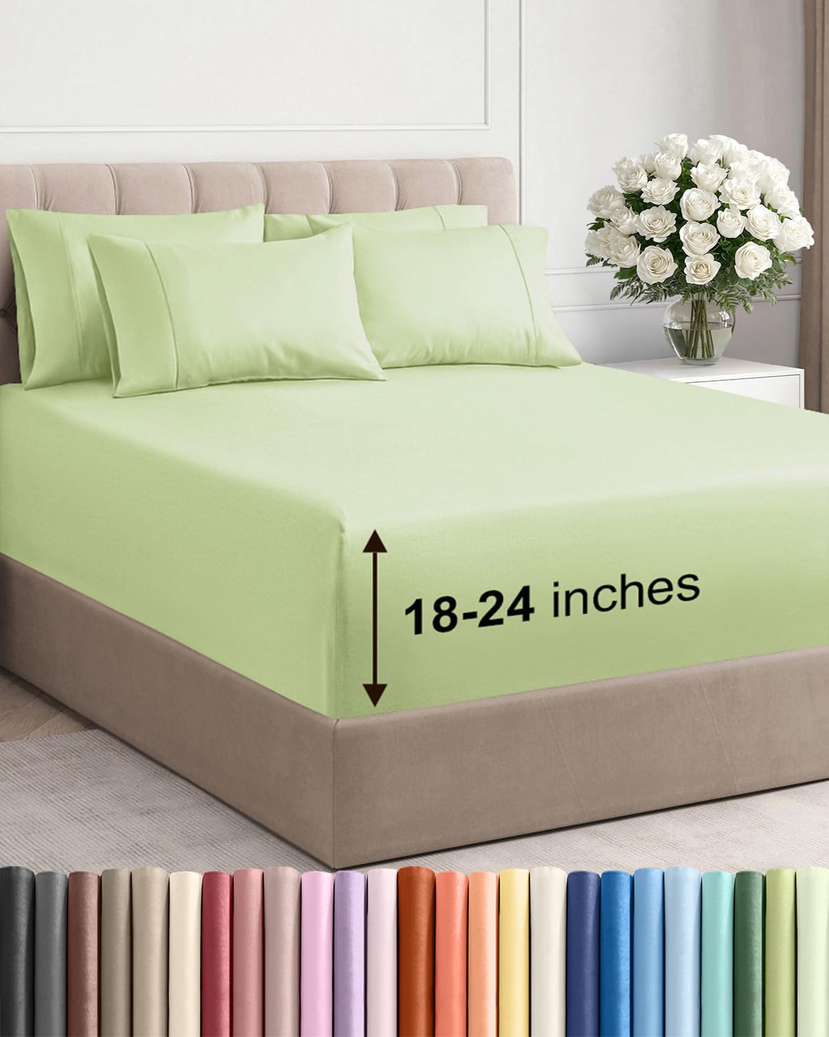 CGK Extra Deep King Sheet Set - 6pc Cooling Sheets - White