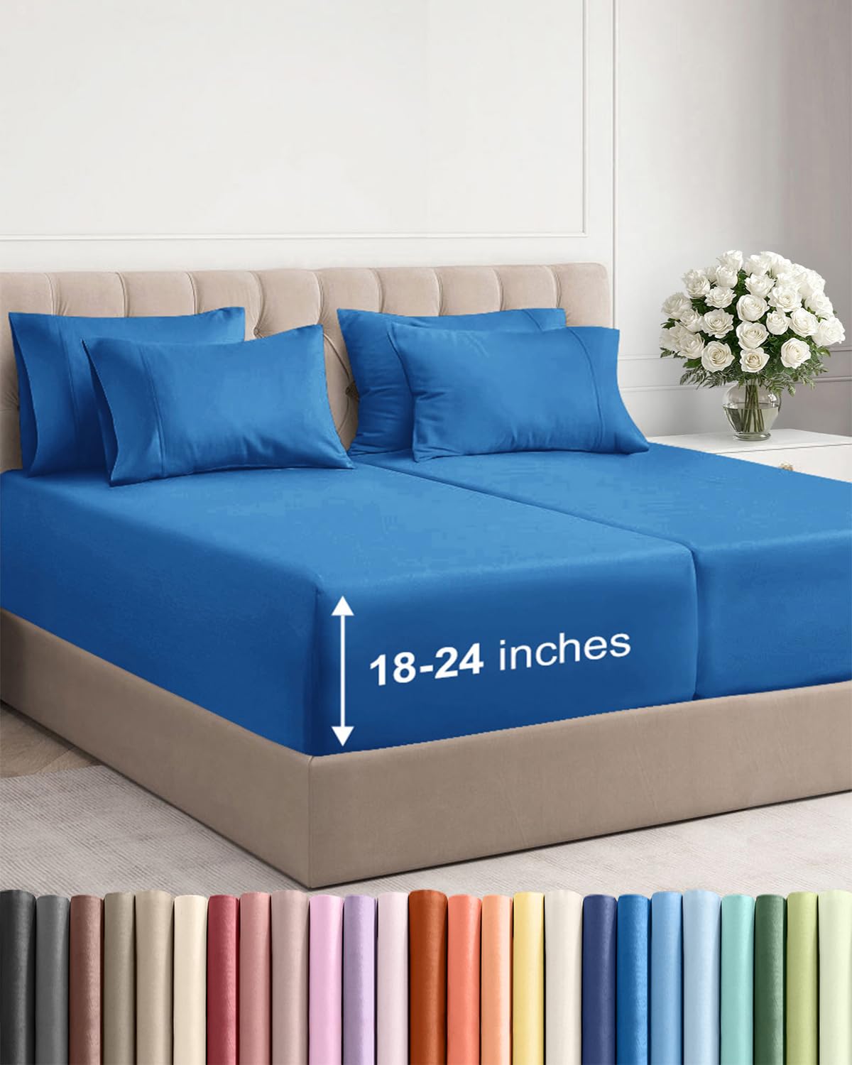CGK Extra Deep King Sheet Set - 6pc Cooling Sheets - White