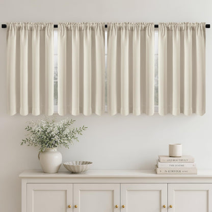 MIULEE Black Blackout Curtains 63 Inch Length for Bedroom Set of 4 Panels