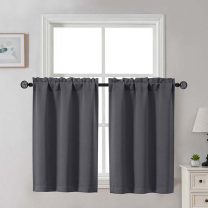 Gwine Black Tier Curtains 24 Inch Long 2 Panels for Kitchen