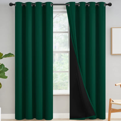 Yakamok Emerald Green Blackout Curtains 84 inches for Living Room, 52" Wide