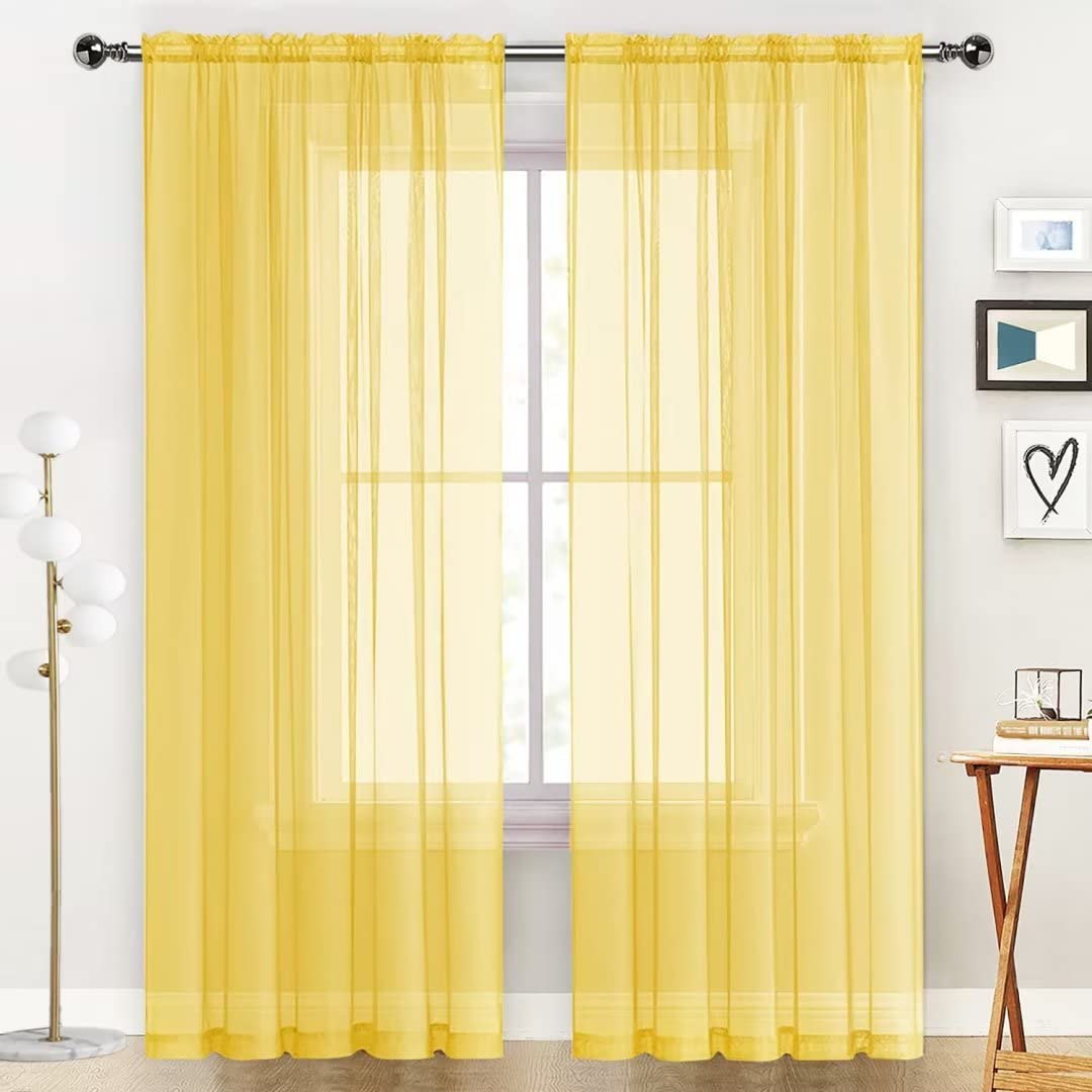 SpaceDresser Sheer Voile Curtains for Living Room 84 Inch Long 2 Panels