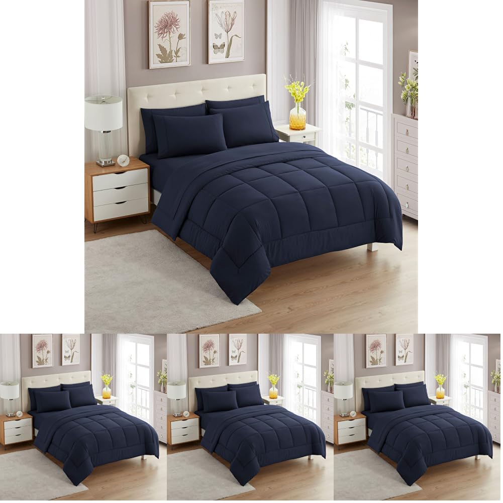 Full Size Comforter Set with Sheets - 7-Piece Bedding Collection - 1 Comforter, 1 Fitted Sheet, 1 Flat, 4 Pillowcases - Deep Pocket - Soft & Breathable Premium Quality - Ideal for All Seasons, Gray