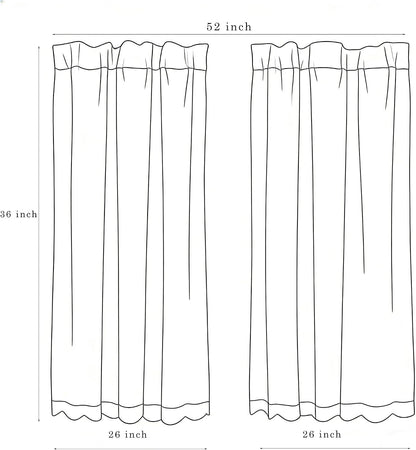 ALIGOGO Short White Lace Kitchen Curtains 36 Length 2 Panels W26 x L36 Inch