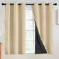 SimpleHome Cream 100% Blackout Curtains Room Darkening Living Room 84 Inch