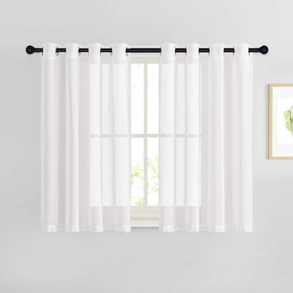 NICETOWN Semi Sheer Linen Ivory Curtains for Bedroom, W52xL84, 2 Panels