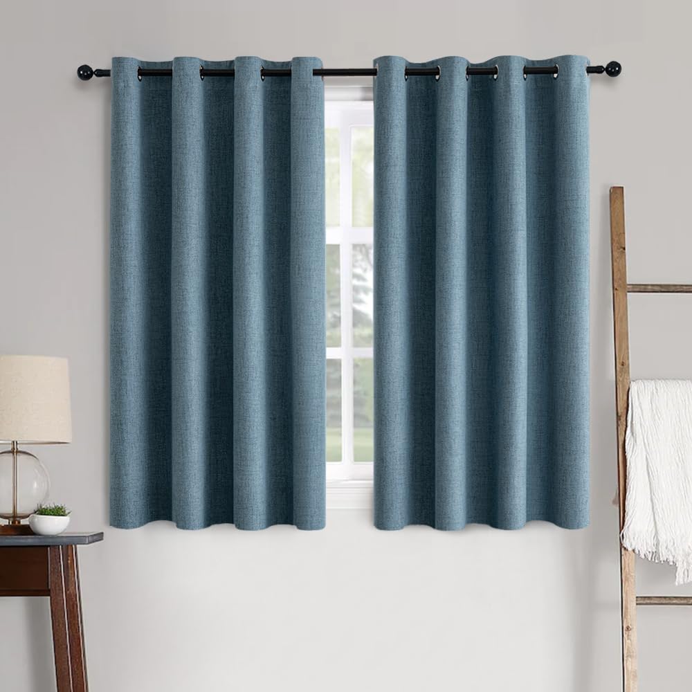 MIULEE 100% Blackout Linen Curtains for Bedroom 52x90 Inches Natural Beige