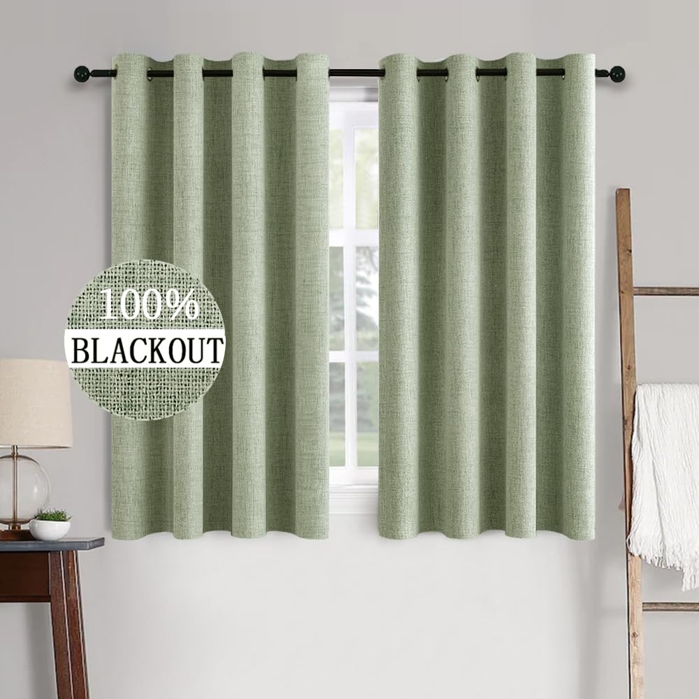 MIULEE 100% Blackout Linen Curtains for Bedroom 52x90 Inches Natural Beige