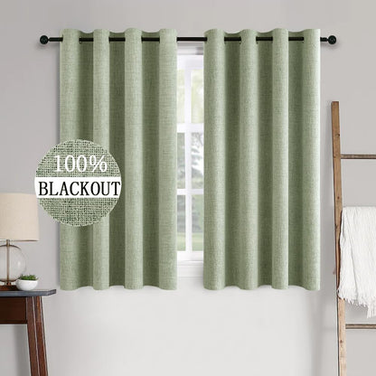 MIULEE 100% Blackout Linen Curtains for Bedroom 52x90 Inches Natural Beige