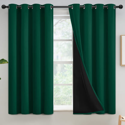 Yakamok Emerald Green Blackout Curtains 84 inches for Living Room, 52" Wide