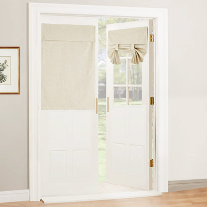 RYB HOME Blackout French Door Curtain, No Drill, W26 x L69, Black, 1 Panel
