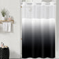 No Hook Shower Curtain and Liner Set, Ombre Black and White, 71x74