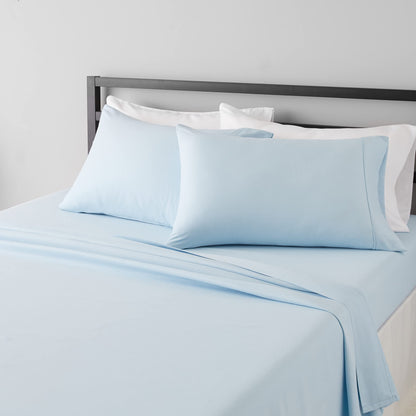 Amazon Basics Lightweight Super Soft Easy Care Breathable Microfiber 4 Piece Bed Sheets Set with 14-Inch Deep Pockets, Full, Navy Blue, Solid